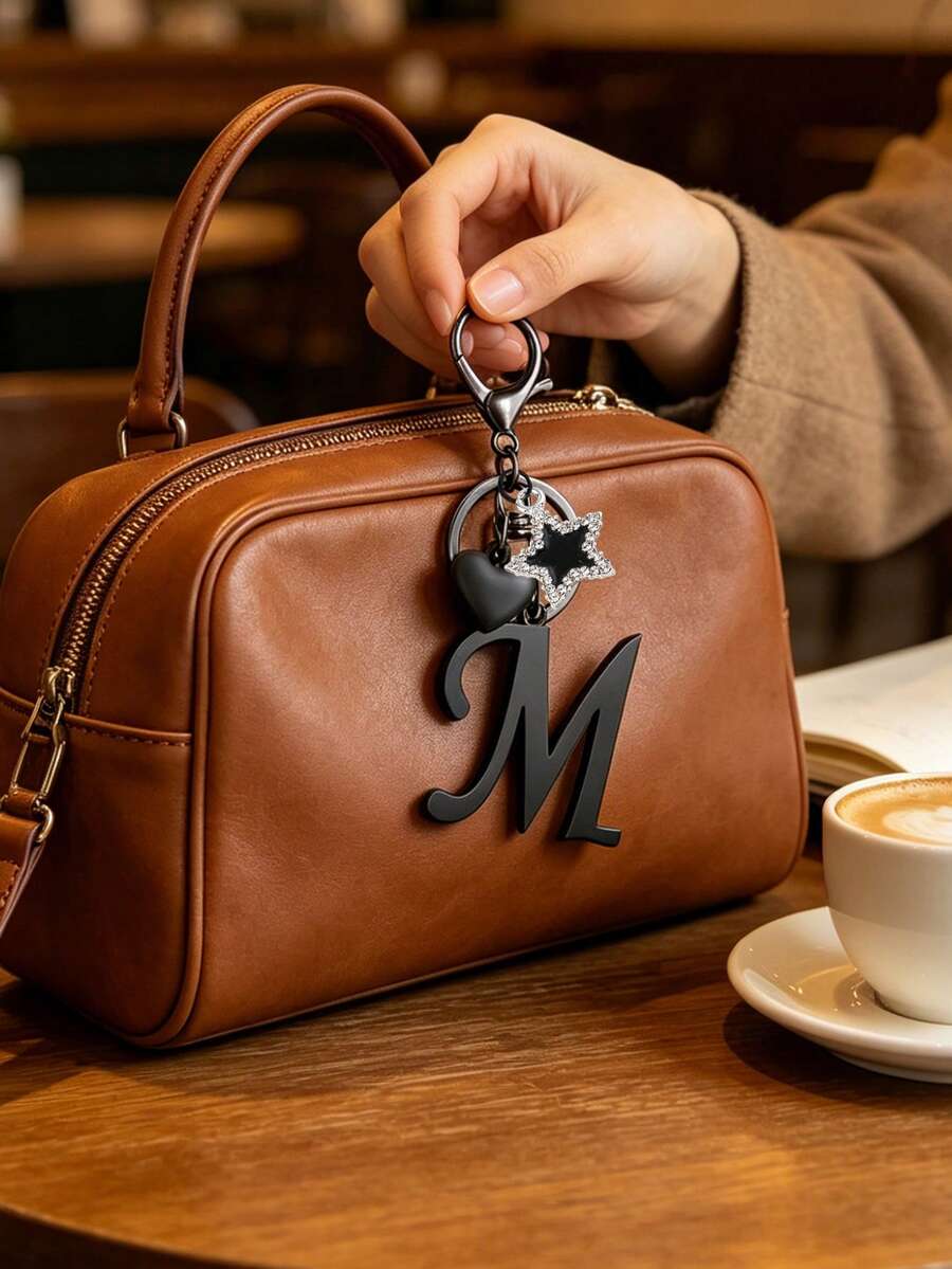 Elegant Metal Heart-Shaped Letter Keychain