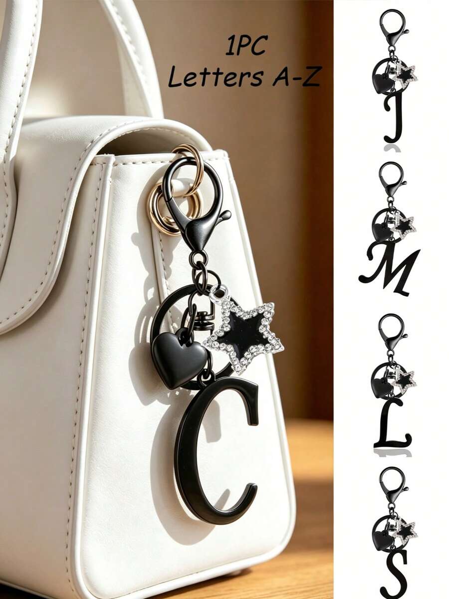 Elegant Metal Heart-Shaped Letter Keychain