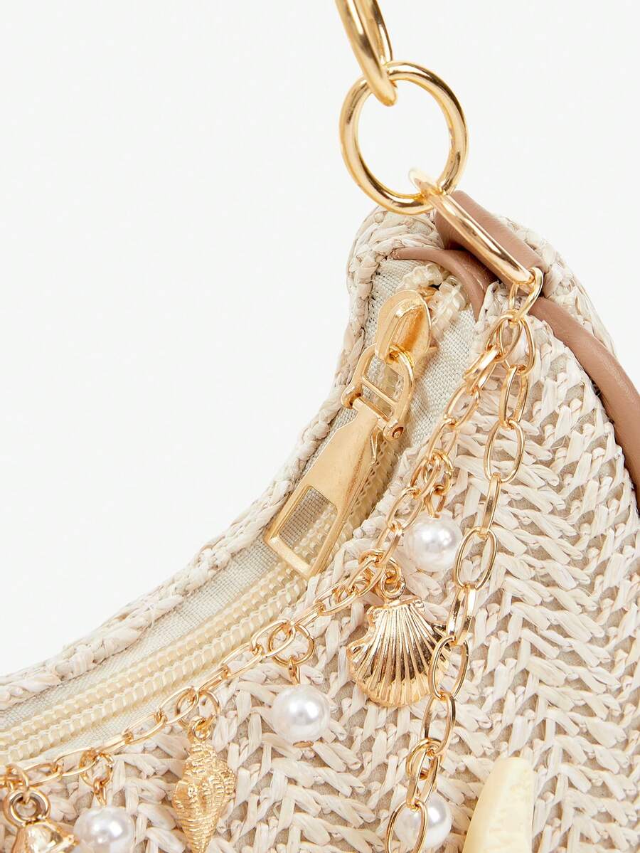 ROMWE Fairycore Summer Beach Starfish Series Woven Shoulder Bag