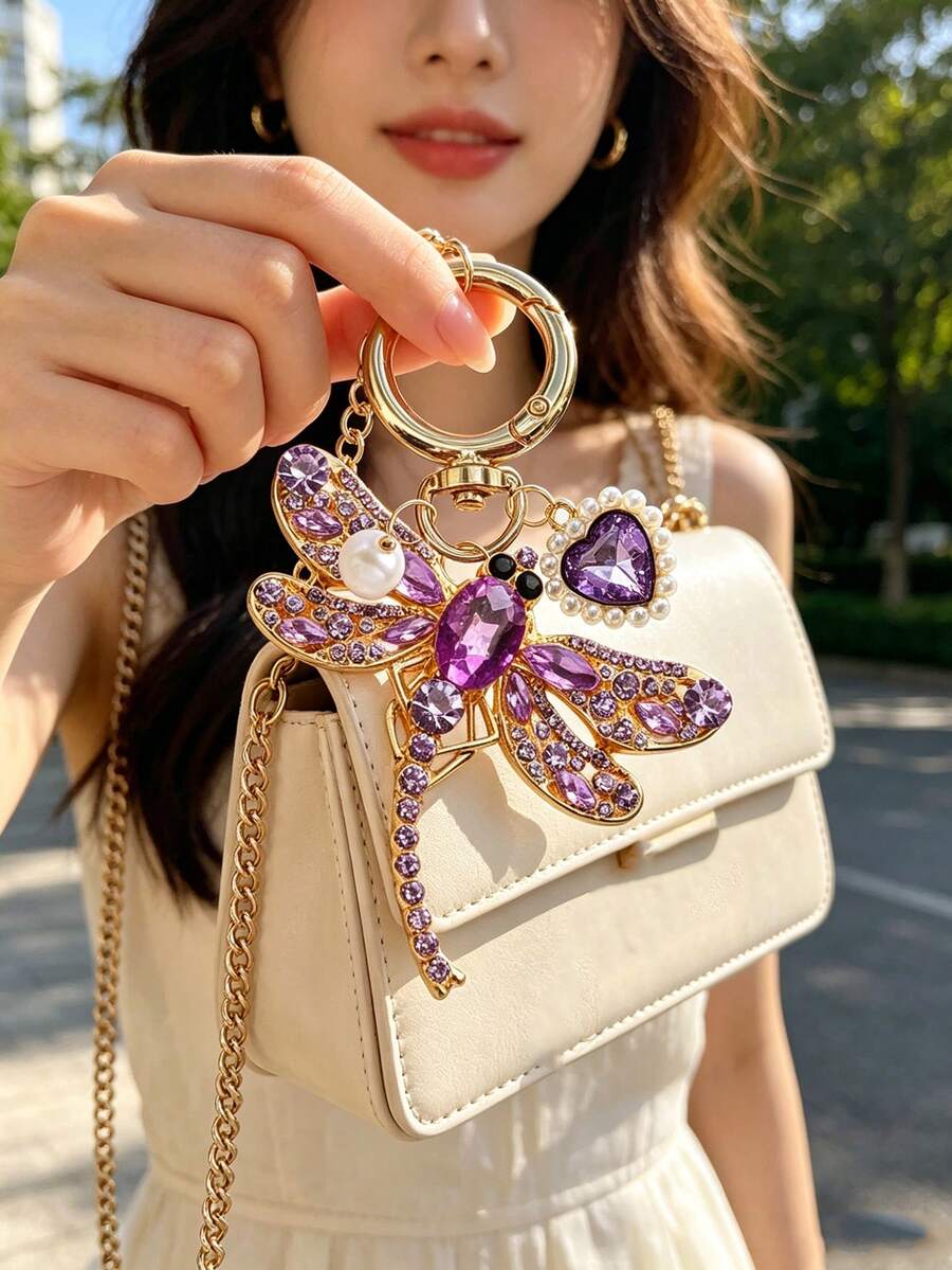 Zinc Alloy Turtle Pendant Keychain With Pearl