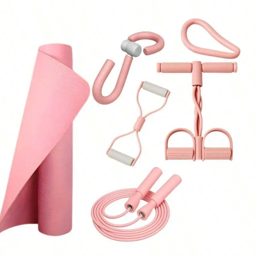 Yoga & Fitness Kit - Non-Slip 6mm Mat, Durable Resistance Tools