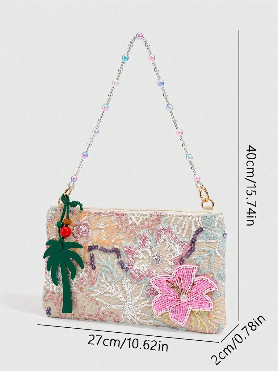 ROMWE Fairycore Resort Style Starfish Shell Decor Straw Bag