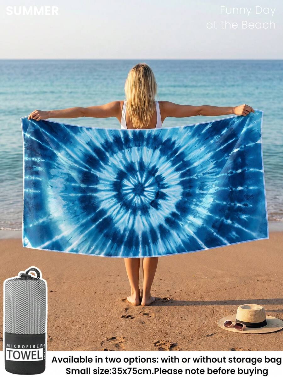 Blue Shell Print Beach Towel, Swimming Towel