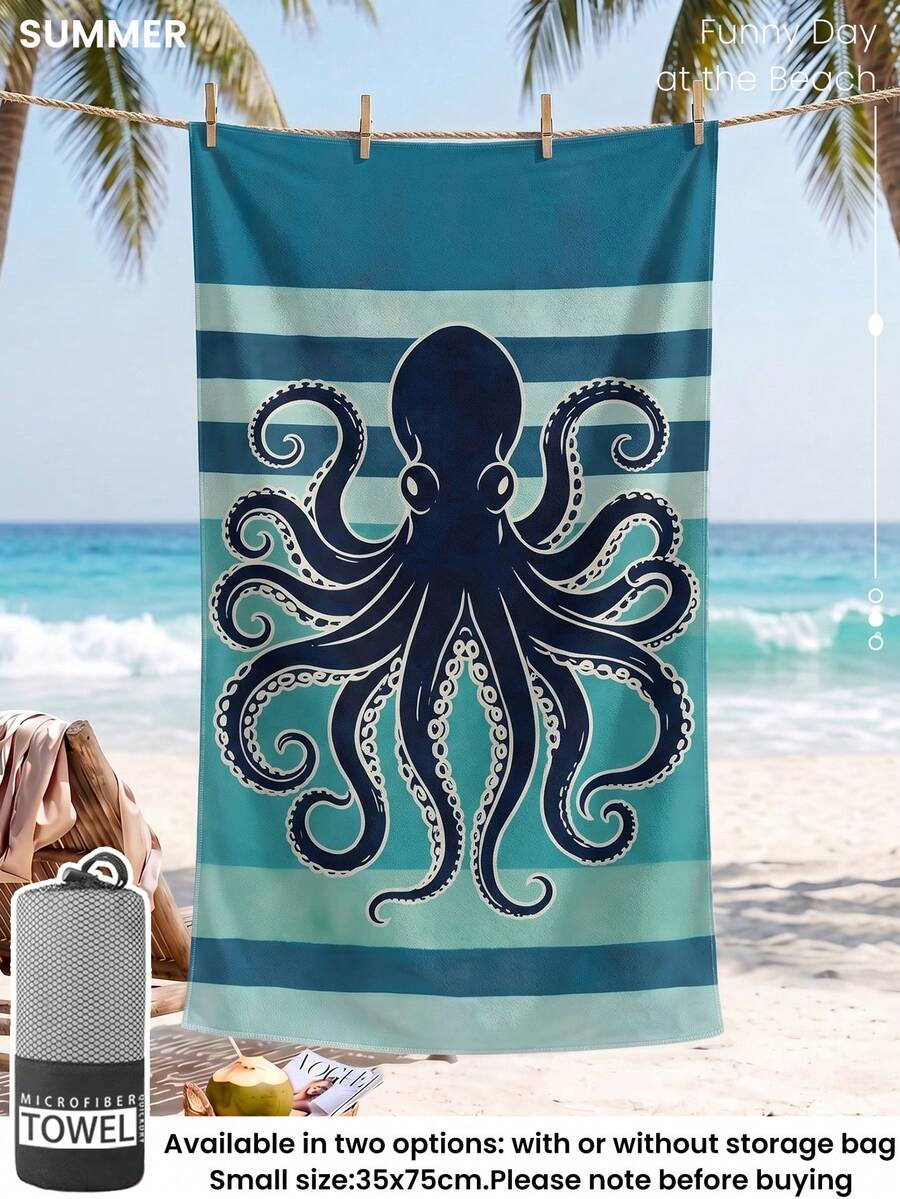 Blue Shell Print Beach Towel, Swimming Towel