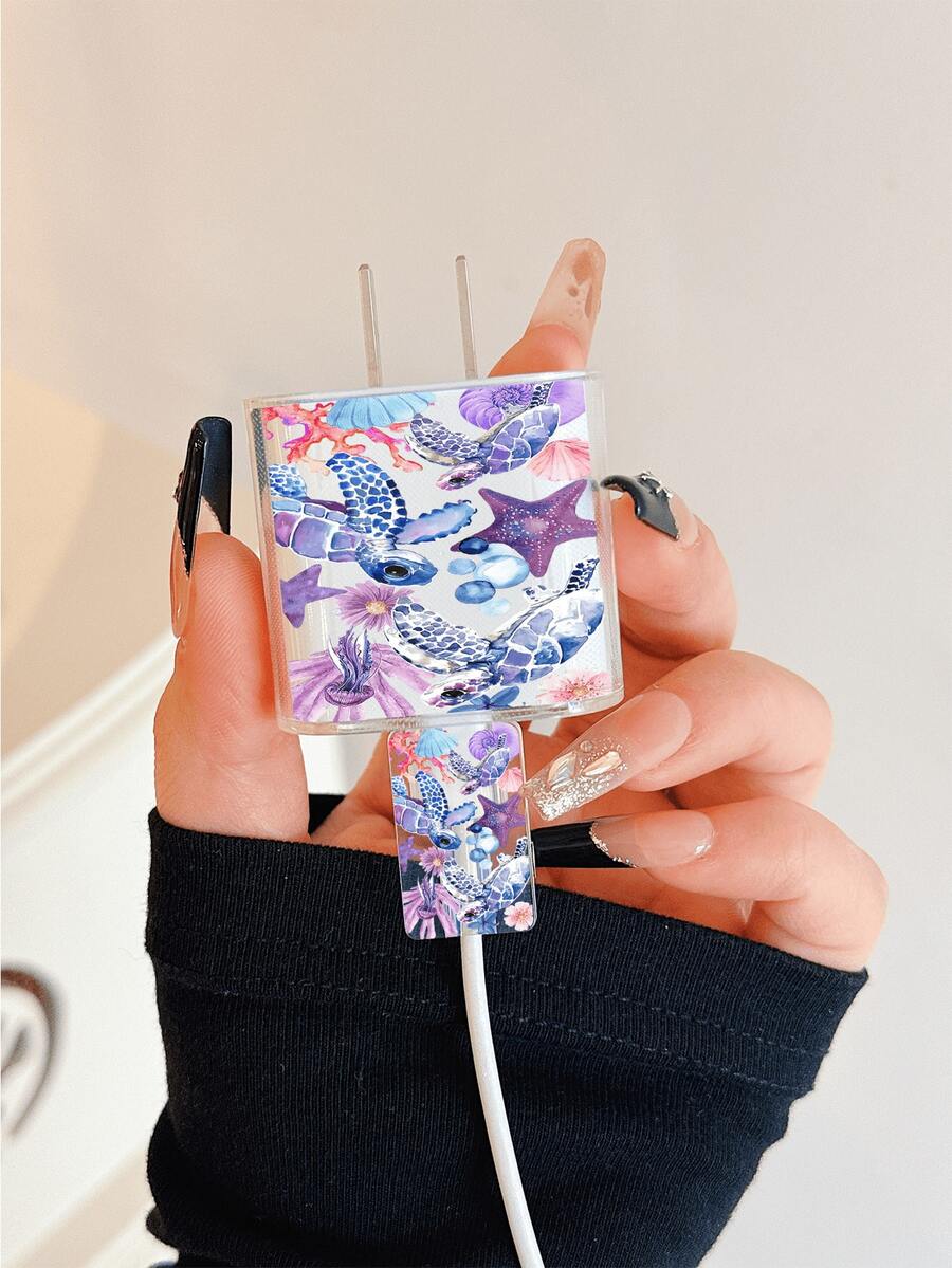 Cute Sea Turtle Design Charger Data Cable Protector Case