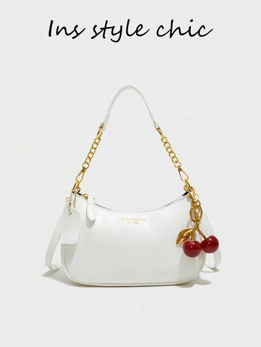 White Ladies' Shoulder Bag Made Of PU Material