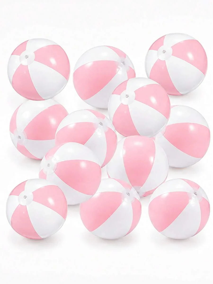 Inflatable Beach Balls (With Pink And White Stripes), Pool Accessories