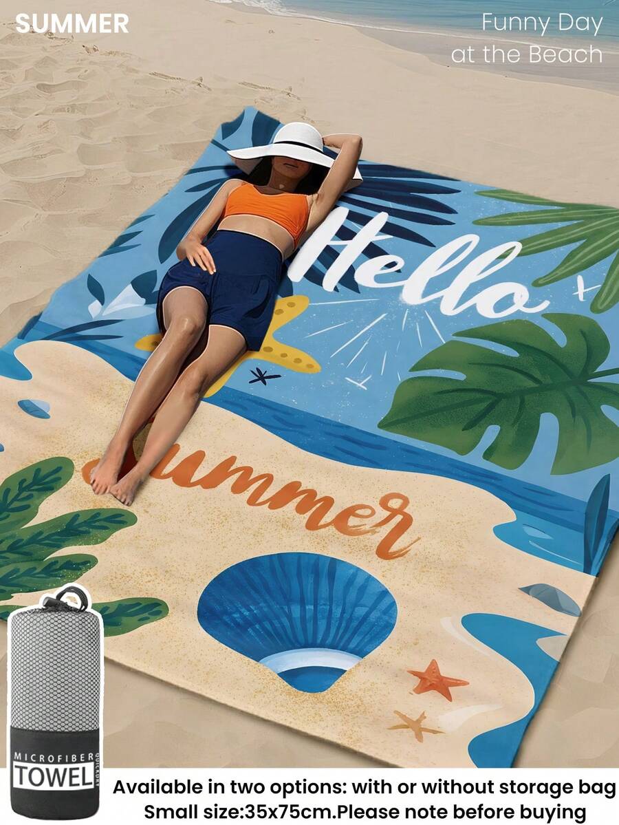 1pc Printed Beach Towel, Summer Fruit Pattern Swimwear