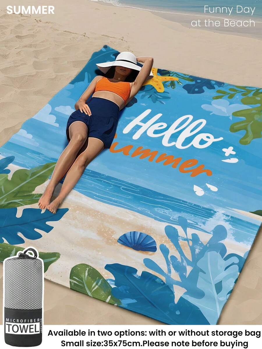 1pc Printed Beach Towel, Summer Fruit Pattern Swimwear