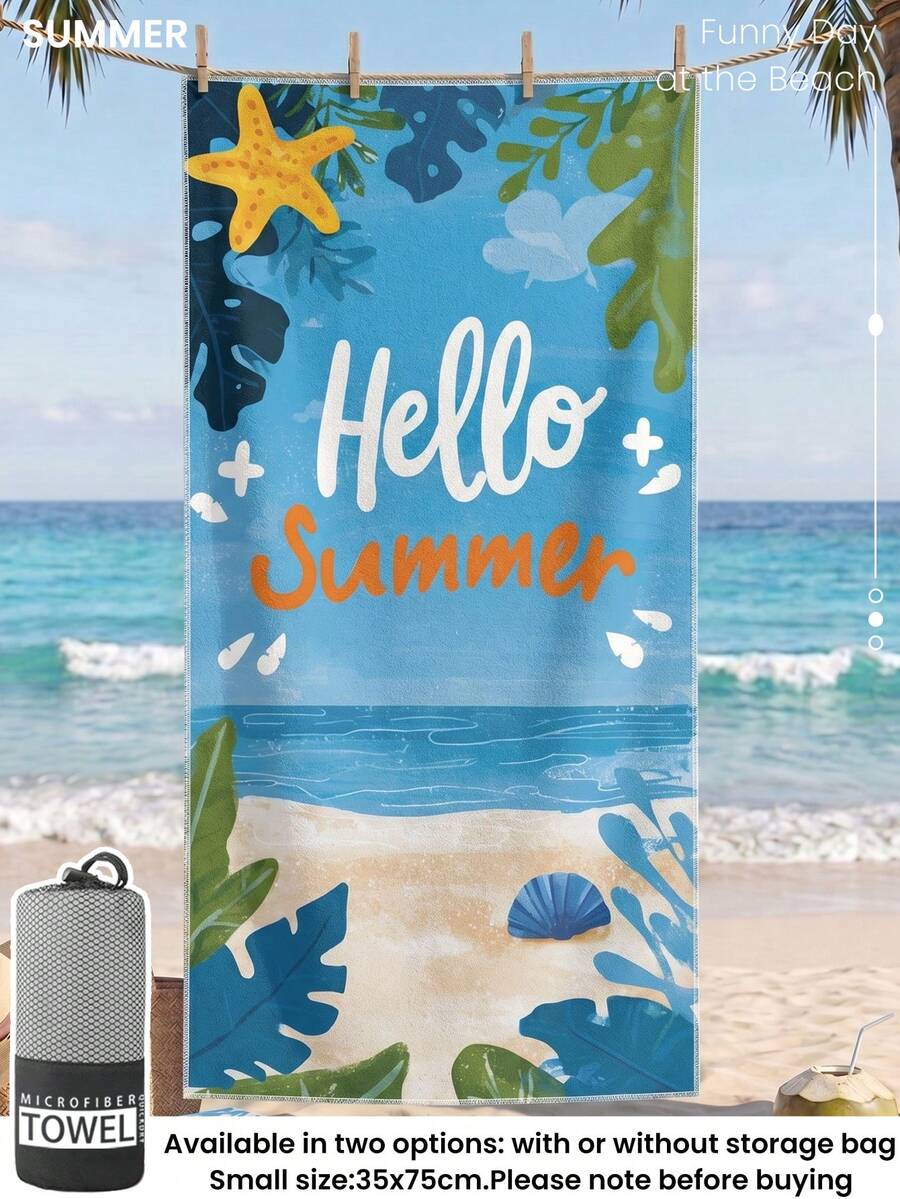 1pc Printed Beach Towel, Summer Fruit Pattern Swimwear