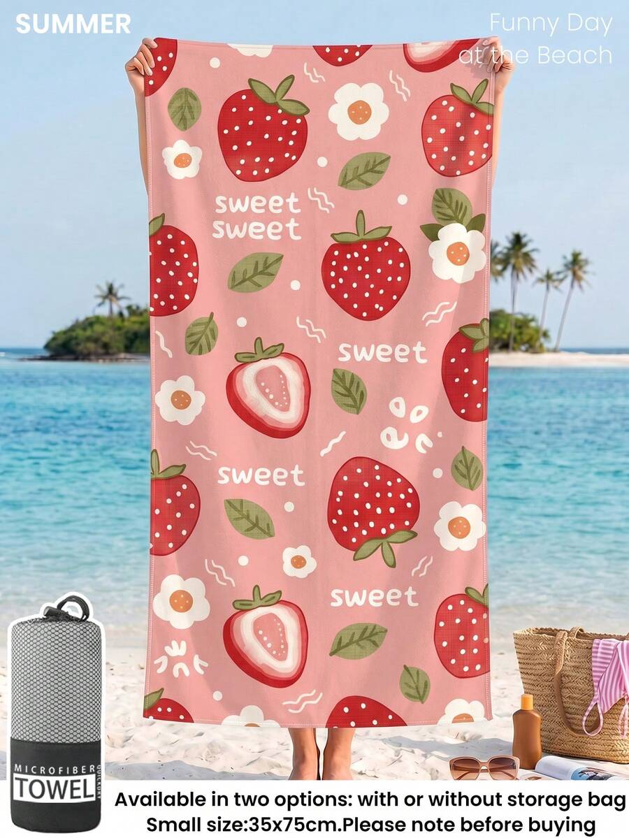 1pc Printed Beach Towel, Summer Fruit Pattern Swimwear