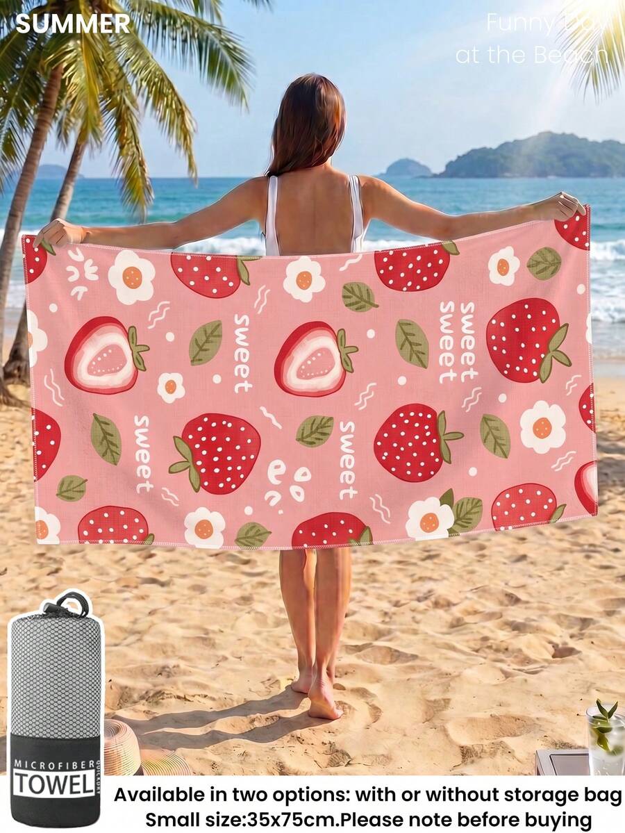 1pc Printed Beach Towel, Summer Fruit Pattern Swimwear