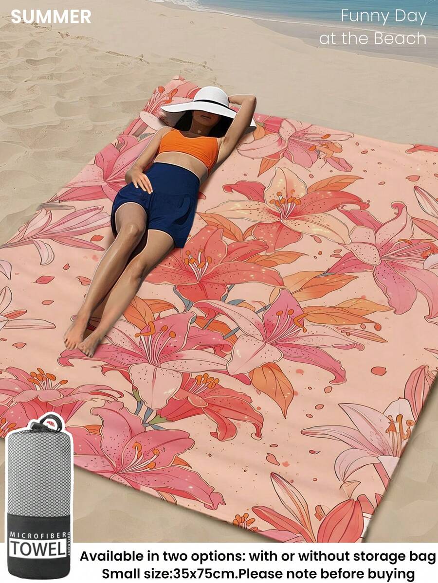 1pc Printed Beach Towel, Summer Fruit Pattern Swimwear