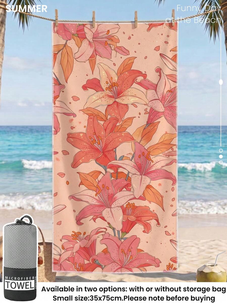 1pc Printed Beach Towel, Summer Fruit Pattern Swimwear