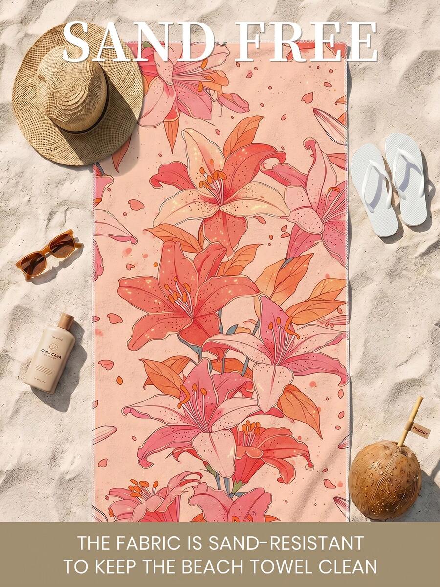 Printed Beach Towel, Flamingo Pattern Swimwear