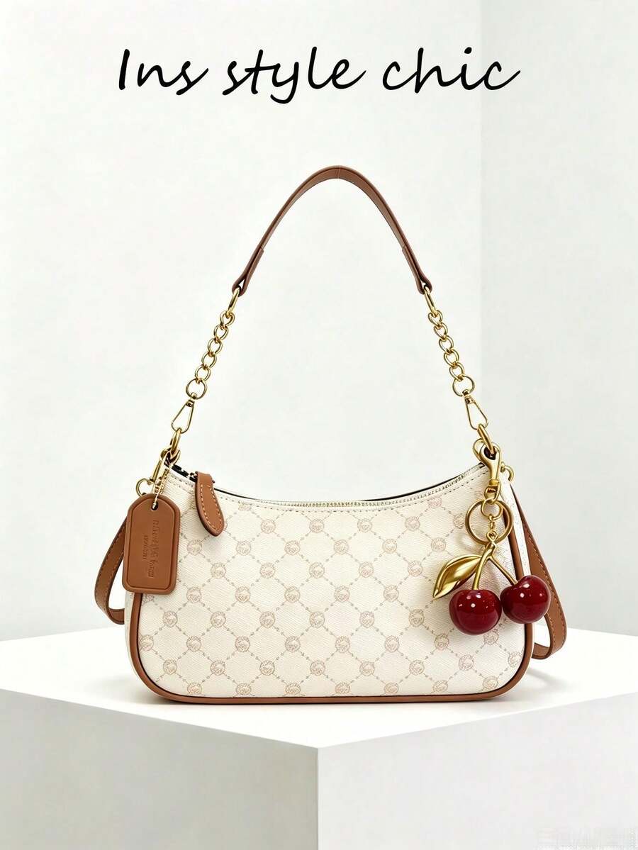 White Ladies' Shoulder Bag Made Of PU Material