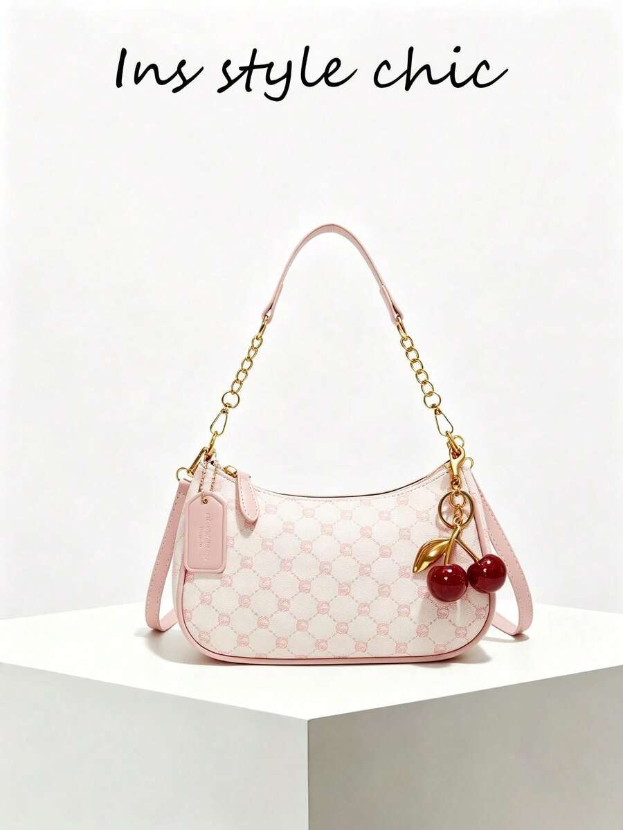 White Ladies' Shoulder Bag Made Of PU Material