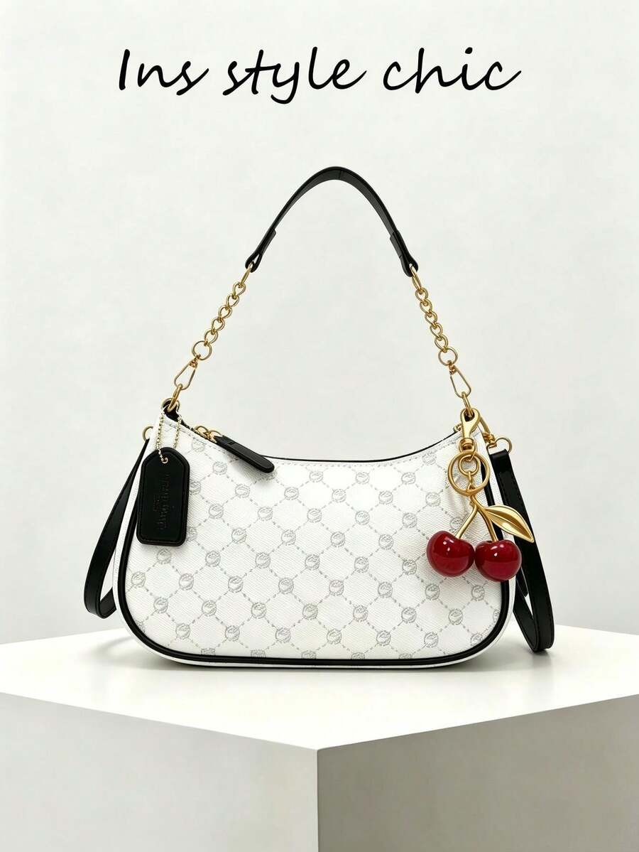 White Ladies' Shoulder Bag Made Of PU Material