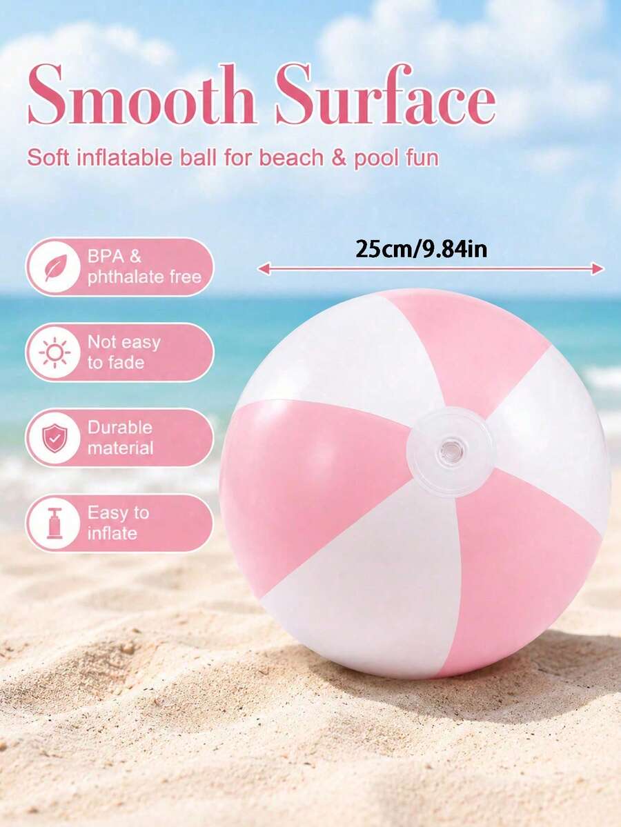 Inflatable Beach Balls (With Pink And White Stripes), Pool Accessories
