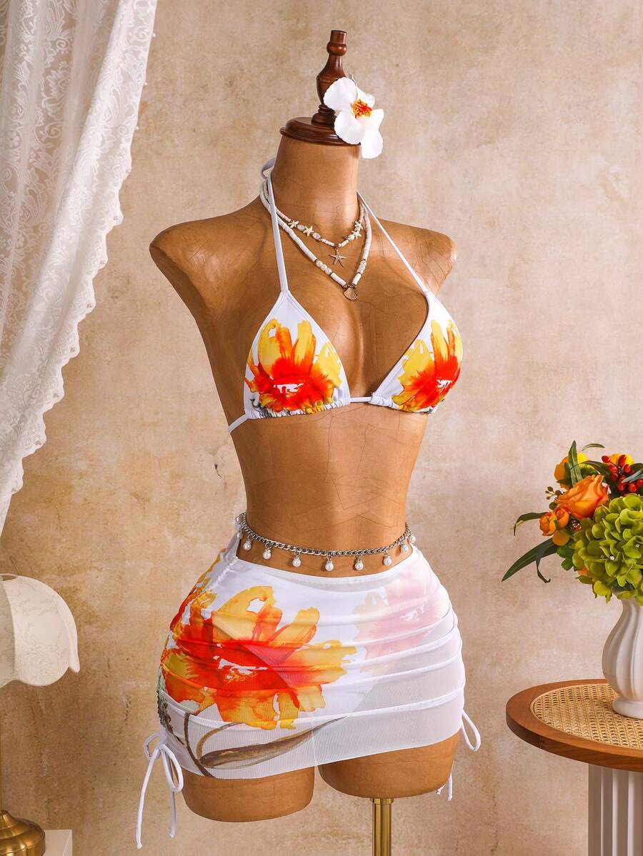 Tie Side Bikini 3-Piece Swimwear For Women