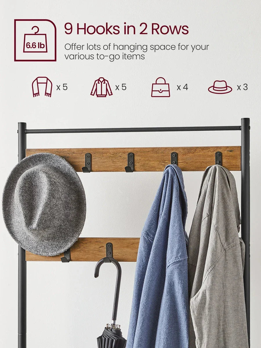 VASAGLE Coat Rack, Hall Tree With Shoe Storage Bench
