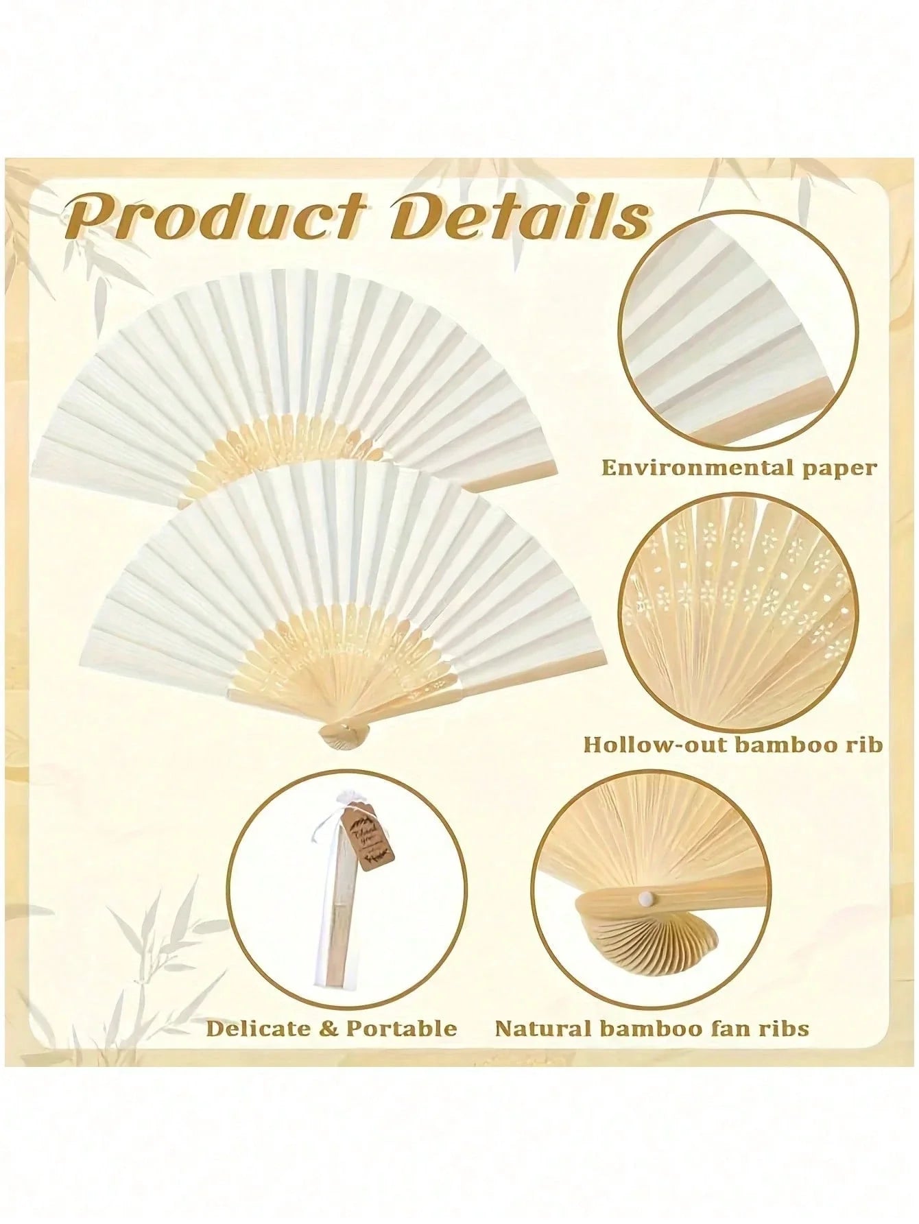 Elegant Wedding Folding Fan Set