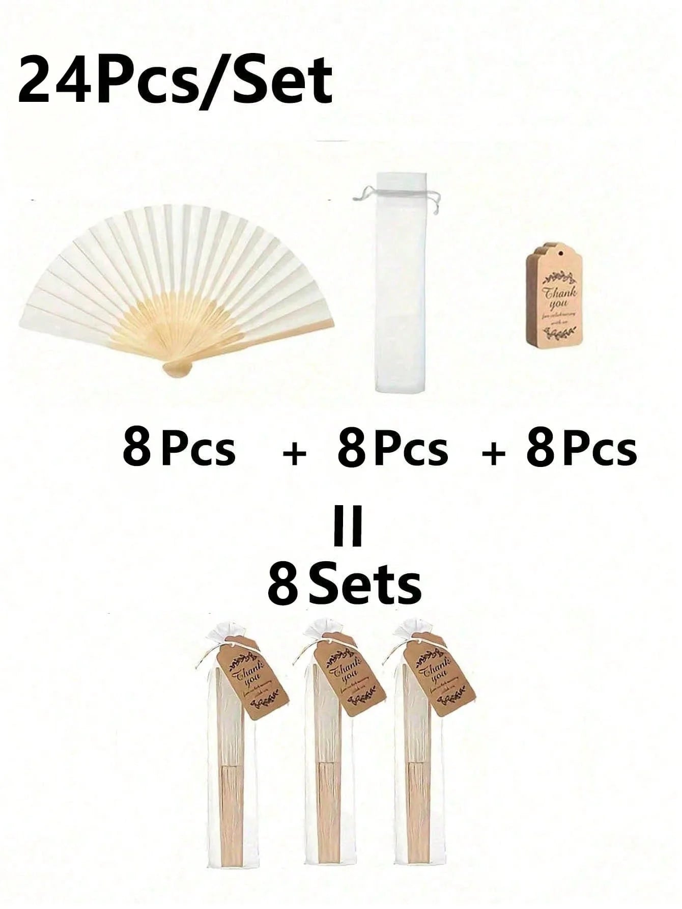 Elegant Wedding Folding Fan Set