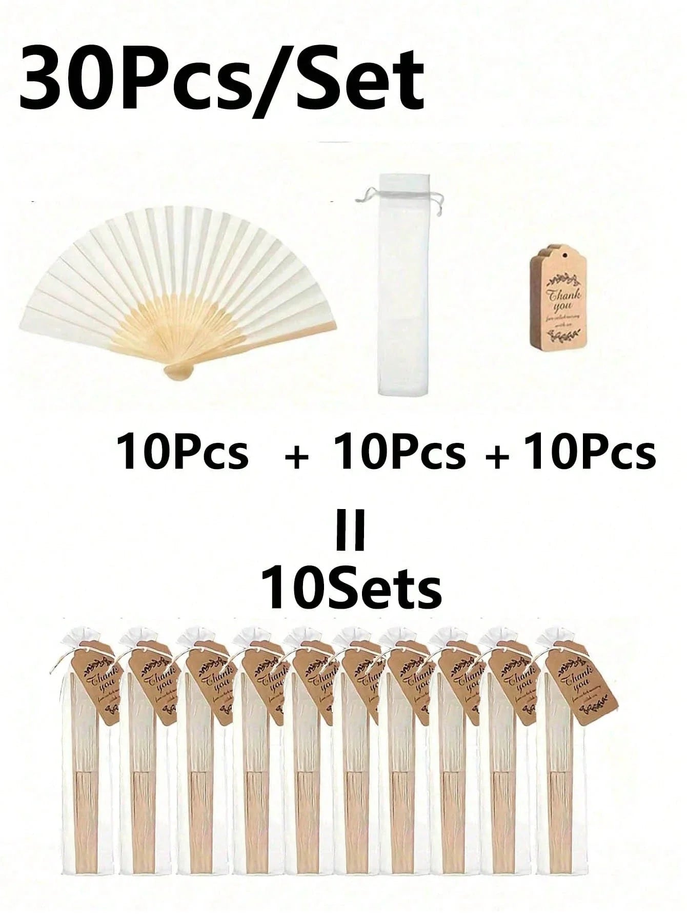 Elegant Wedding Folding Fan Set