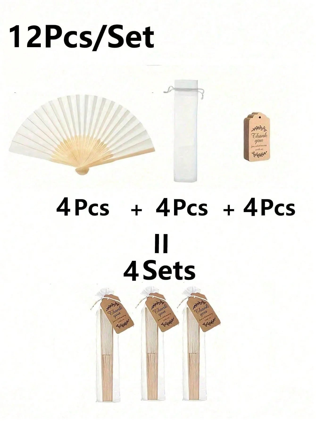 Elegant Wedding Folding Fan Set