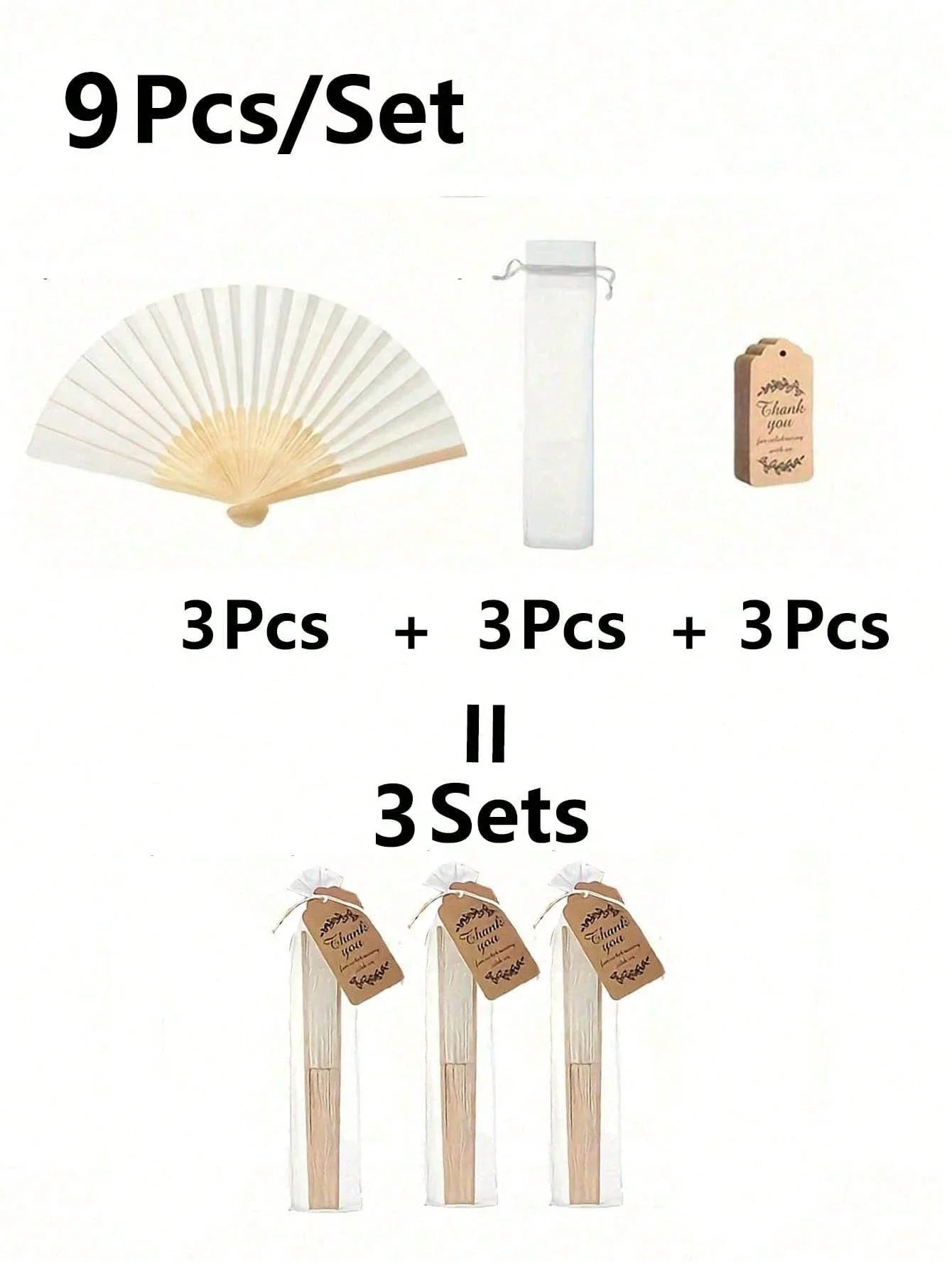 Elegant Wedding Folding Fan Set