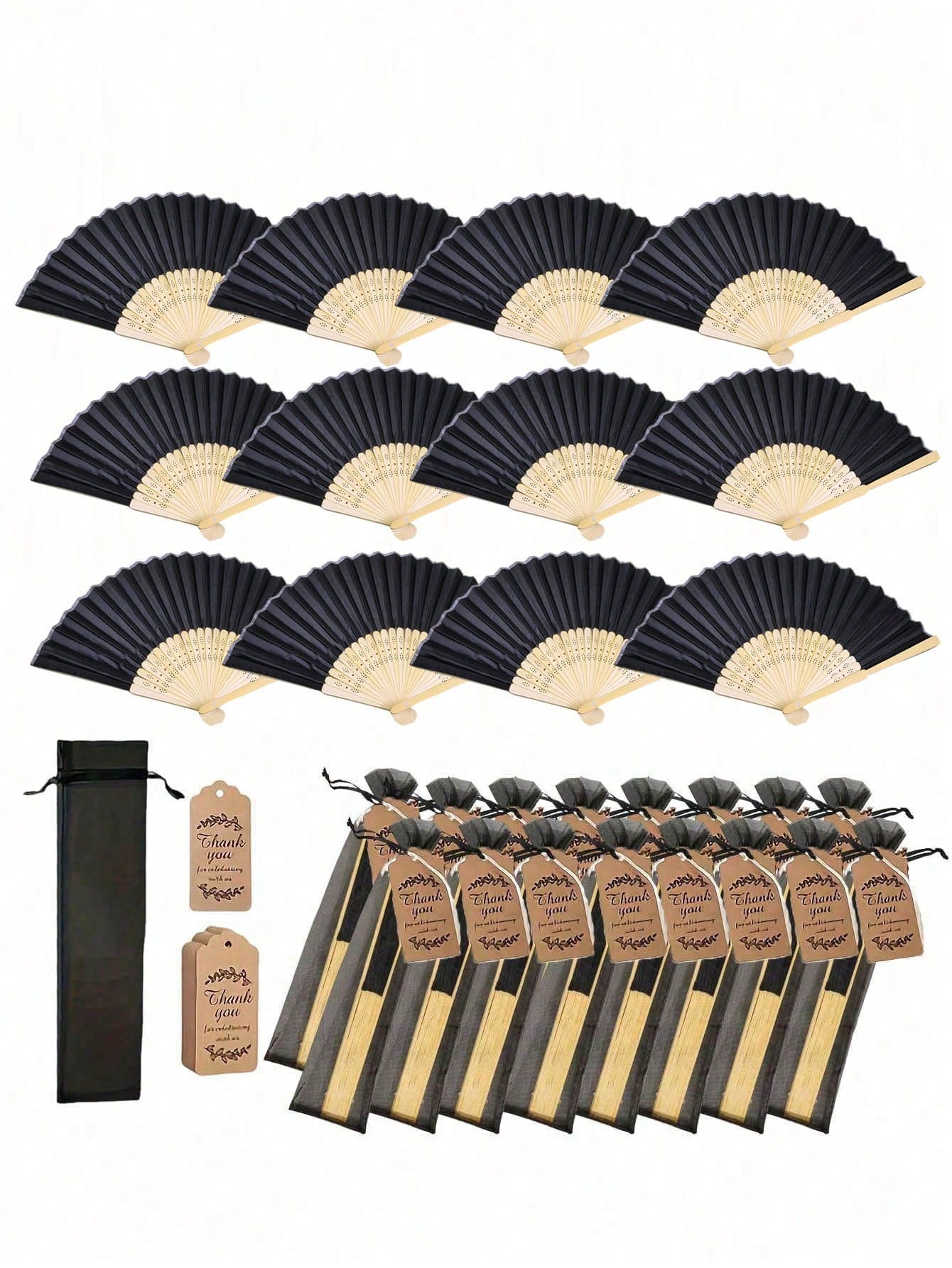 Elegant Wedding Folding Fan Set