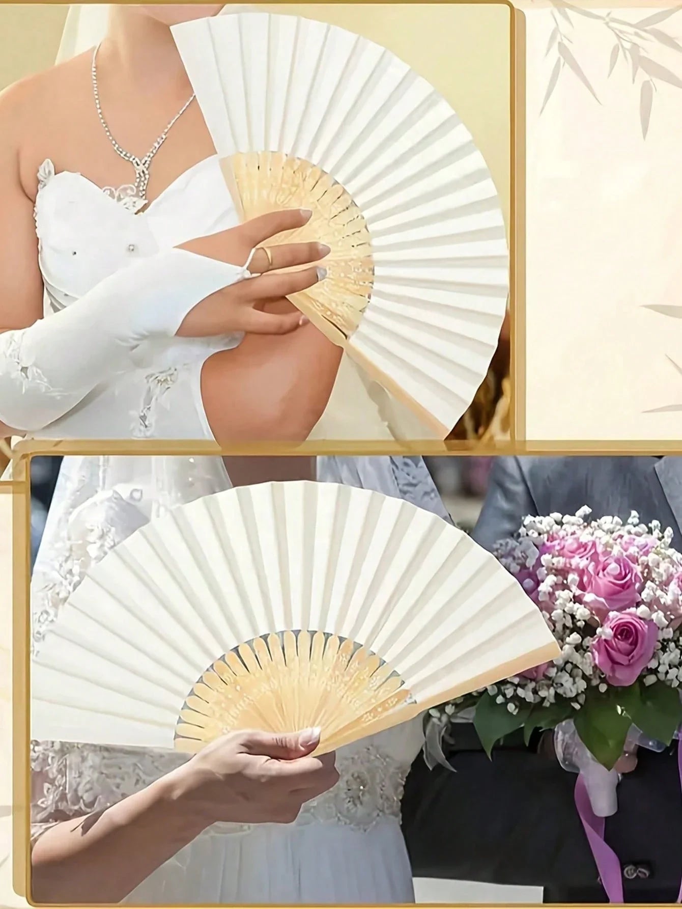 Elegant Wedding Folding Fan Set