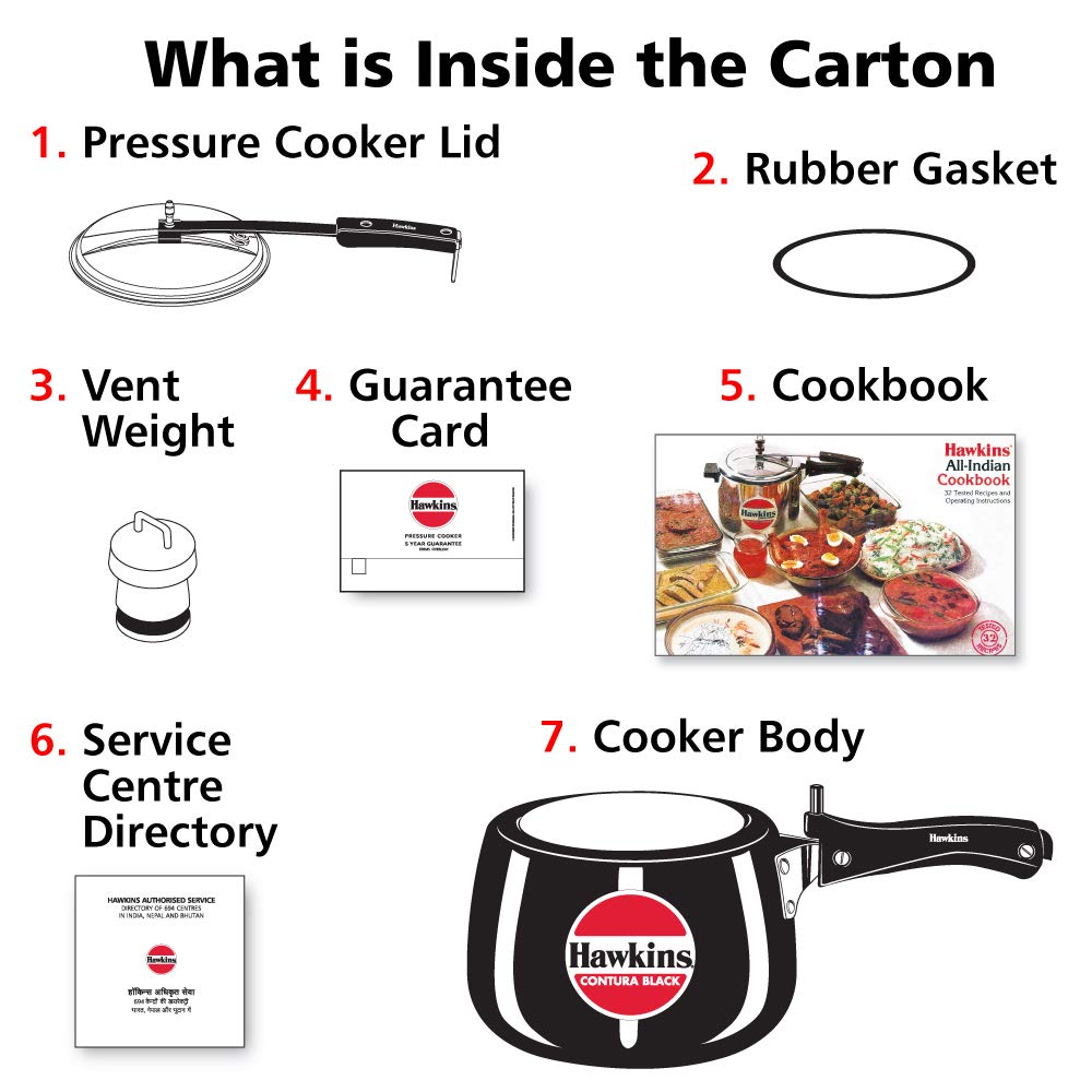 Hawkins 3 Litre Contura Black Pressure Cooker, Hard Anodised Inner Lid Cooker, Handi Cooker, Black (CB30)