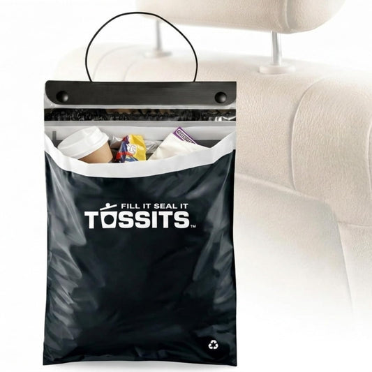 Tossits Hanging Car Trash & Garbage Bags, Disposable, Black 21 Count