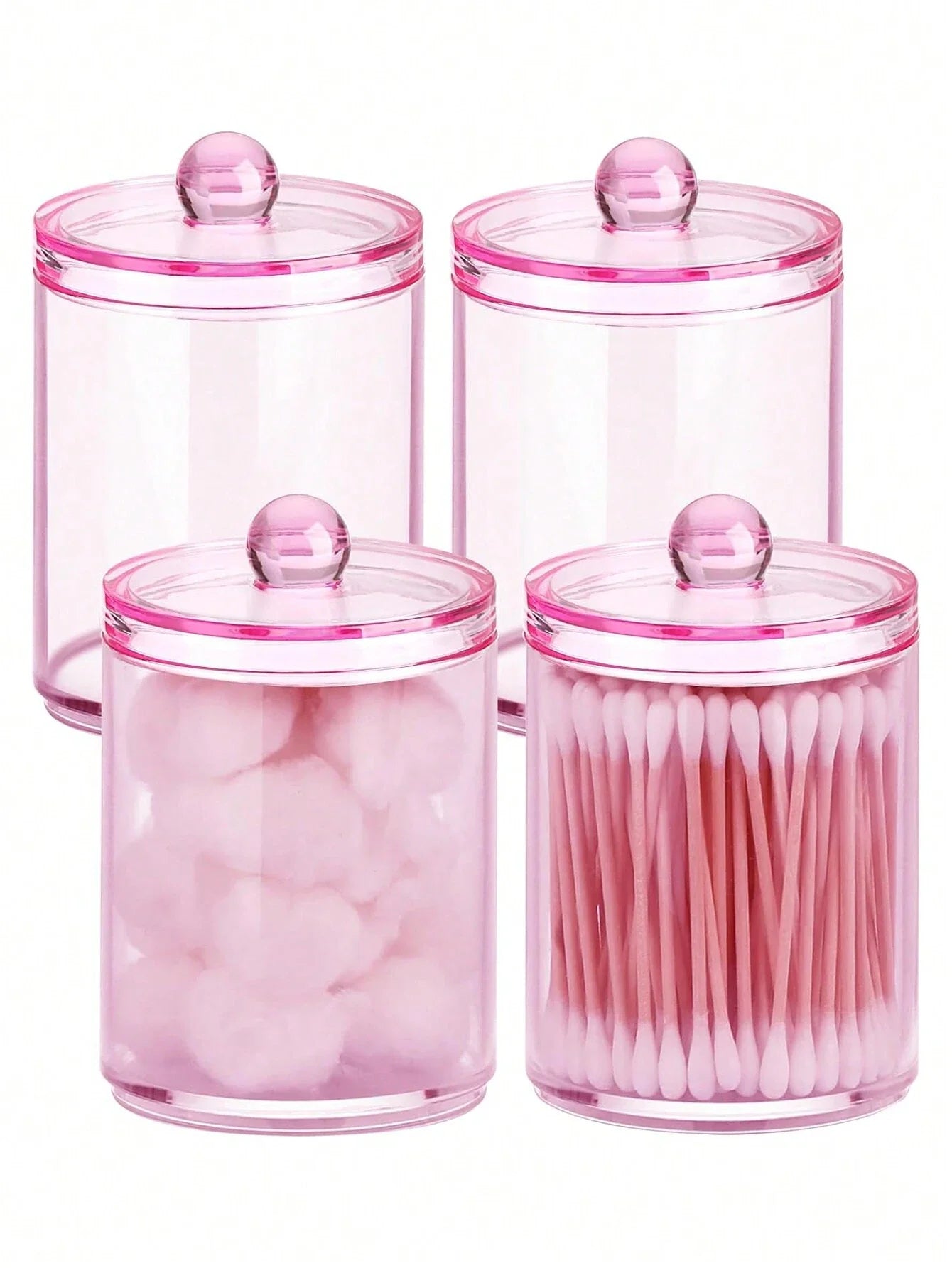 Clear Bathroom Storage Organizer Jars Set