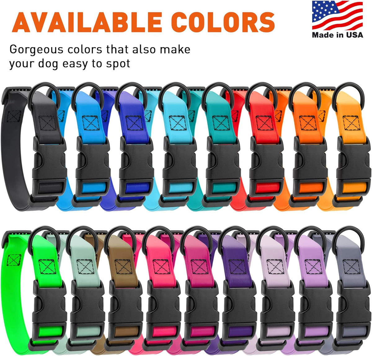 Dogline Biothane Waterproof Dog Collar with Quick Release Buckle Strong Coated Nylon Webbing with Odor- Proof for Easy Care Easy to Clean Fits Small Medium Large Dogs, Sage Green 1" W 15-23" L