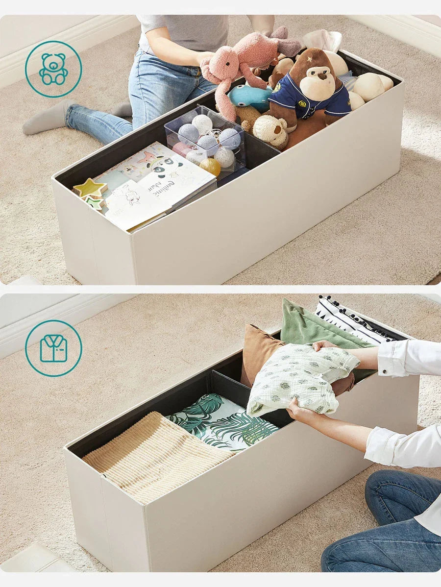 SONGMICS 43 Inches Folding Storage Ottoman Bench Storage