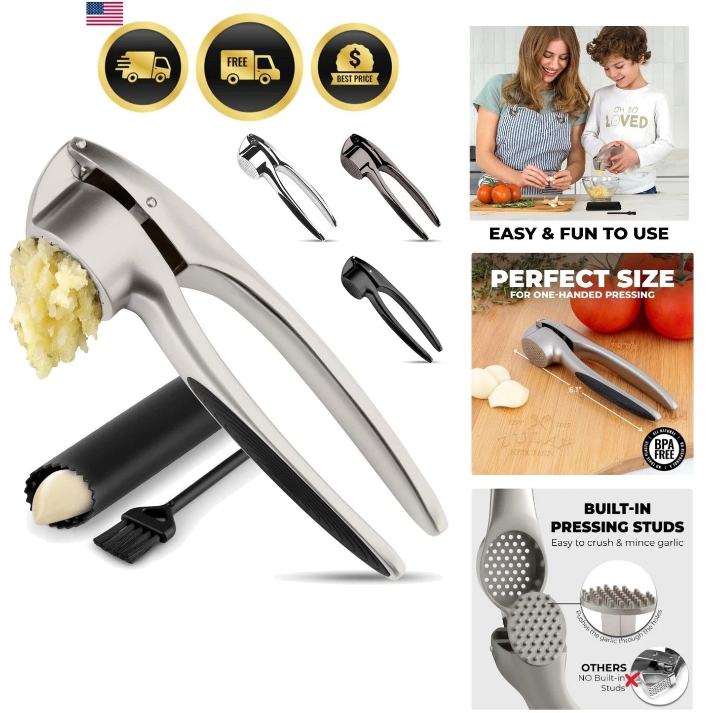 Rustproof Garlic Press Mincer Set