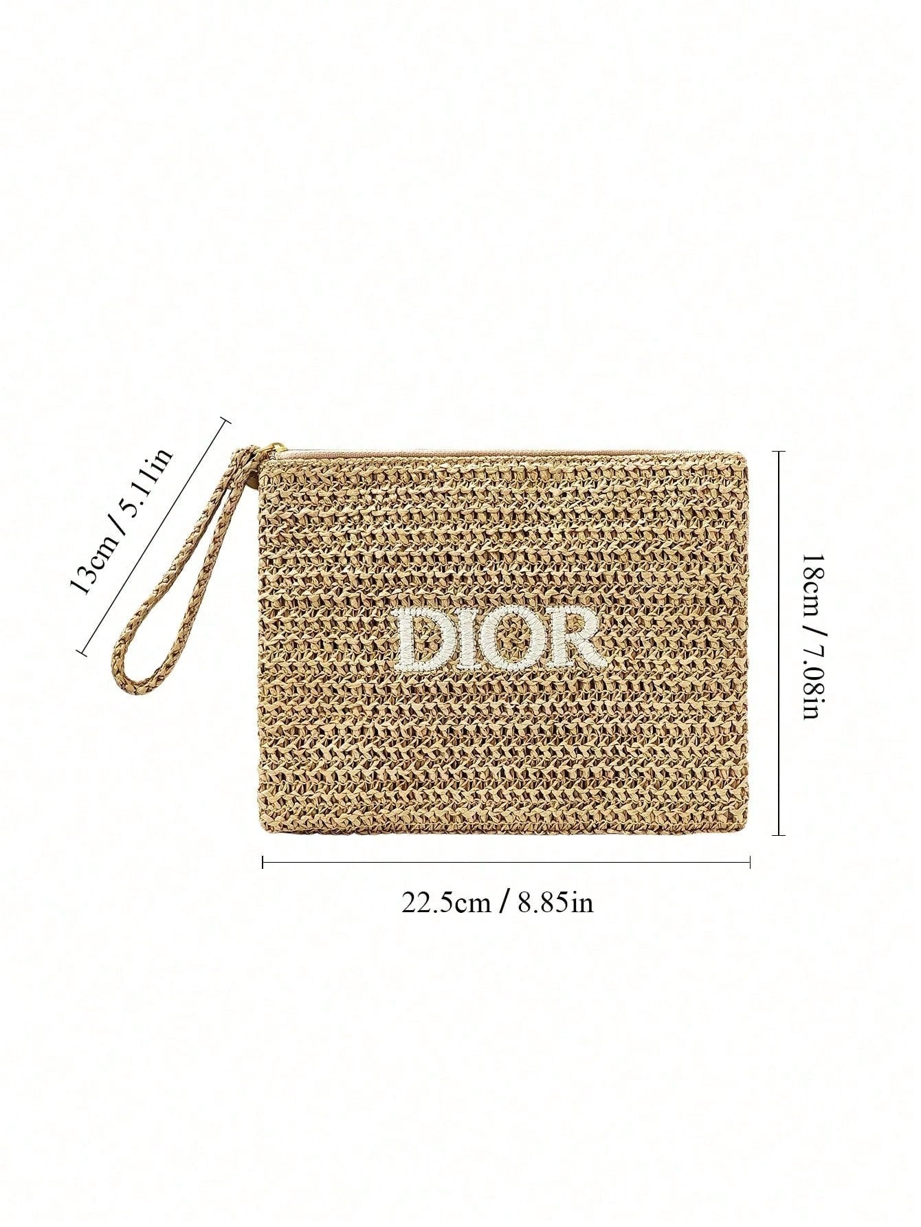 Dior Embroidered Straw Makeup Pouch