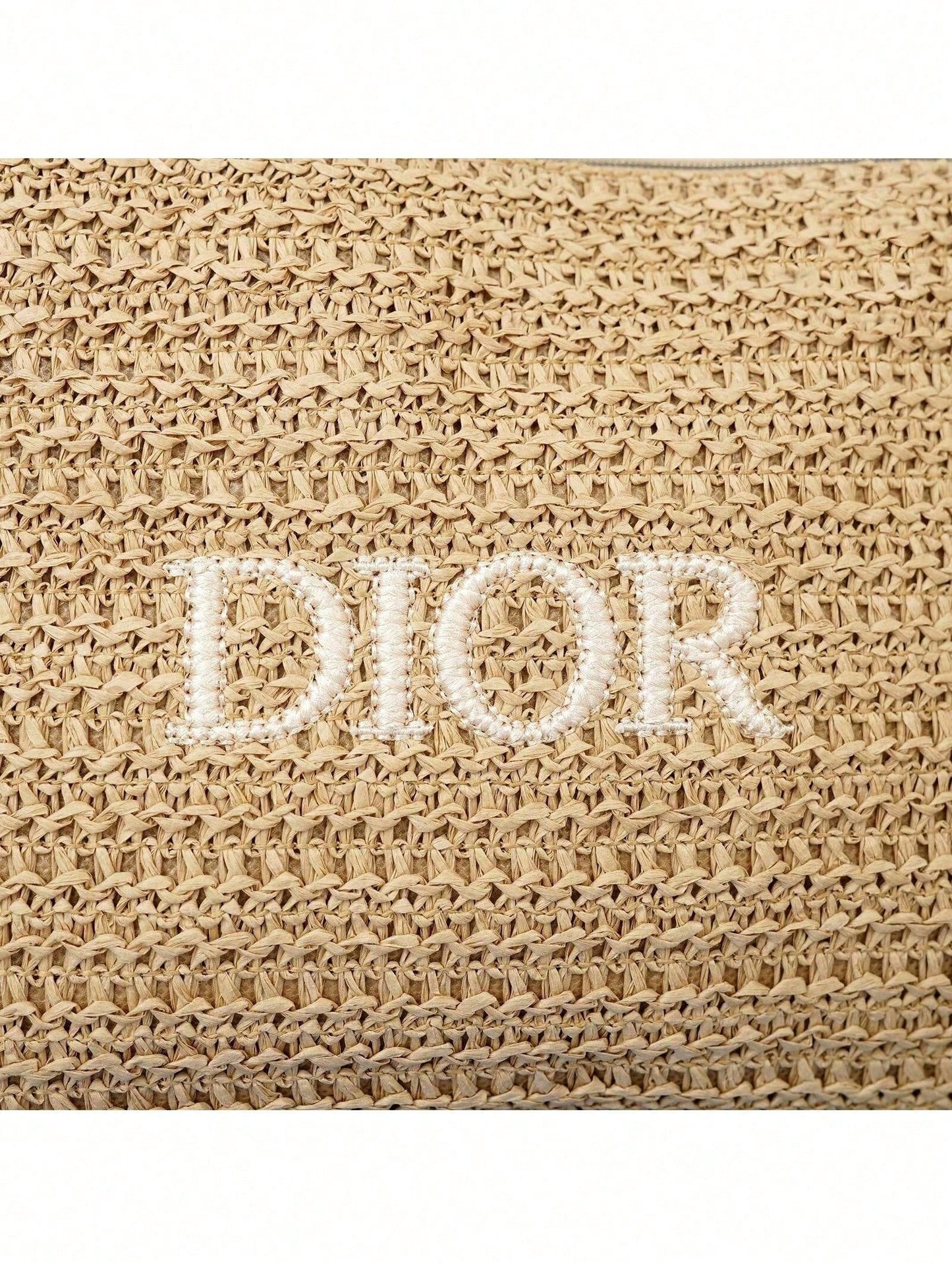 Dior Embroidered Straw Makeup Pouch