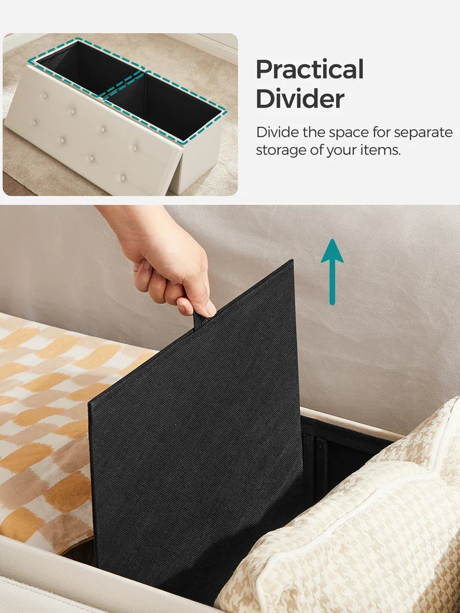 SONGMICS 43 Inches Folding Storage Ottoman Bench Storage