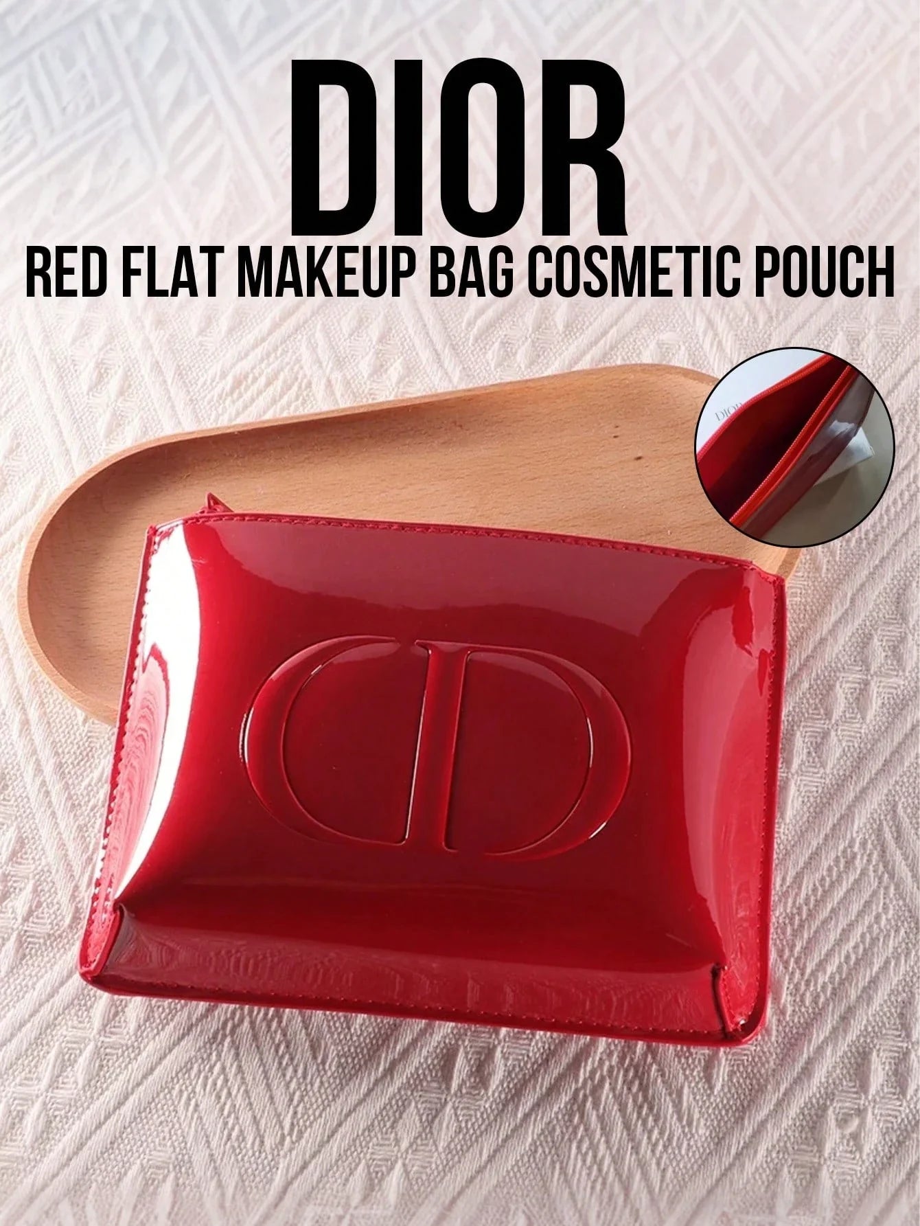 Dior Red Leather Makeup Bag
