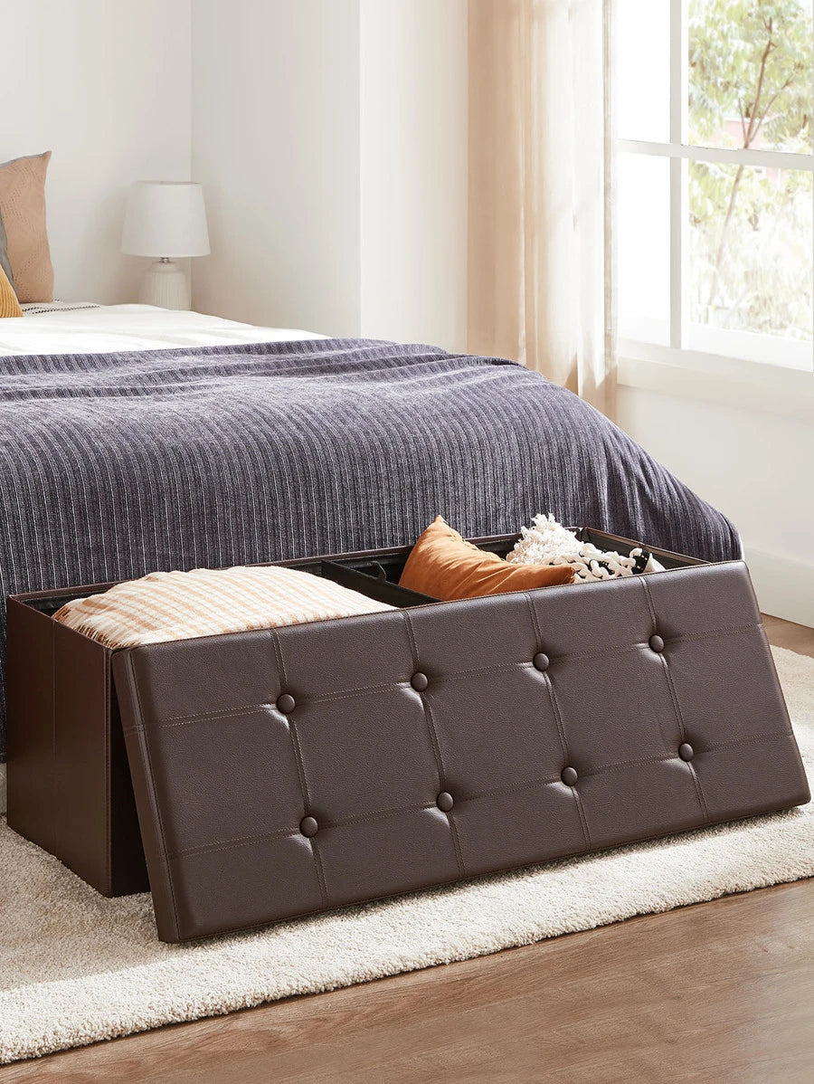 SONGMICS 43 Inches Folding Storage Ottoman Bench Storage