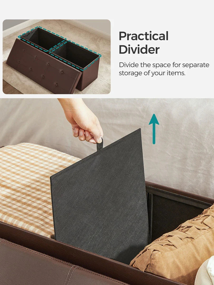 SONGMICS 43 Inches Folding Storage Ottoman Bench Storage