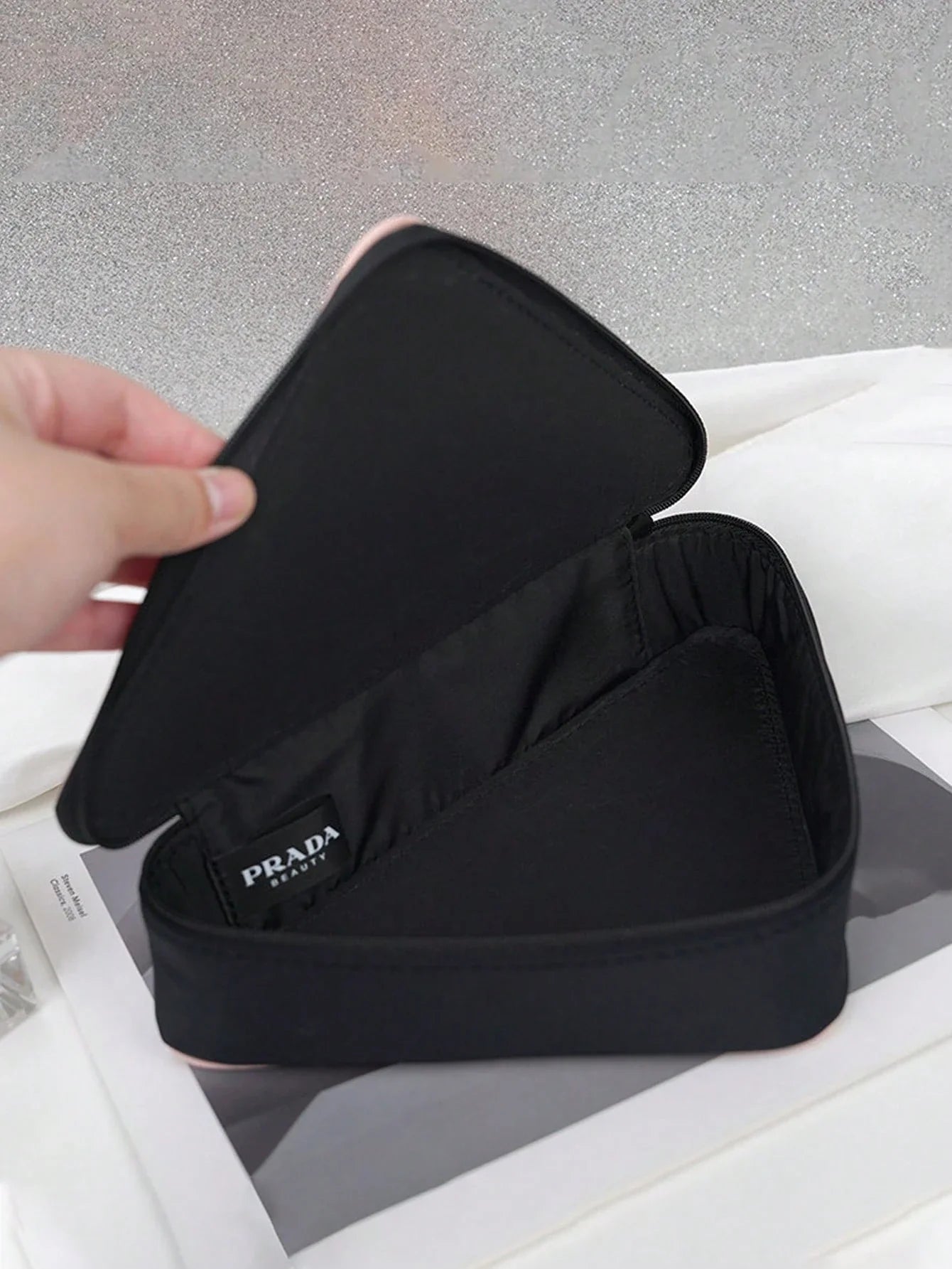Prada Pink Satin Makeup Bag