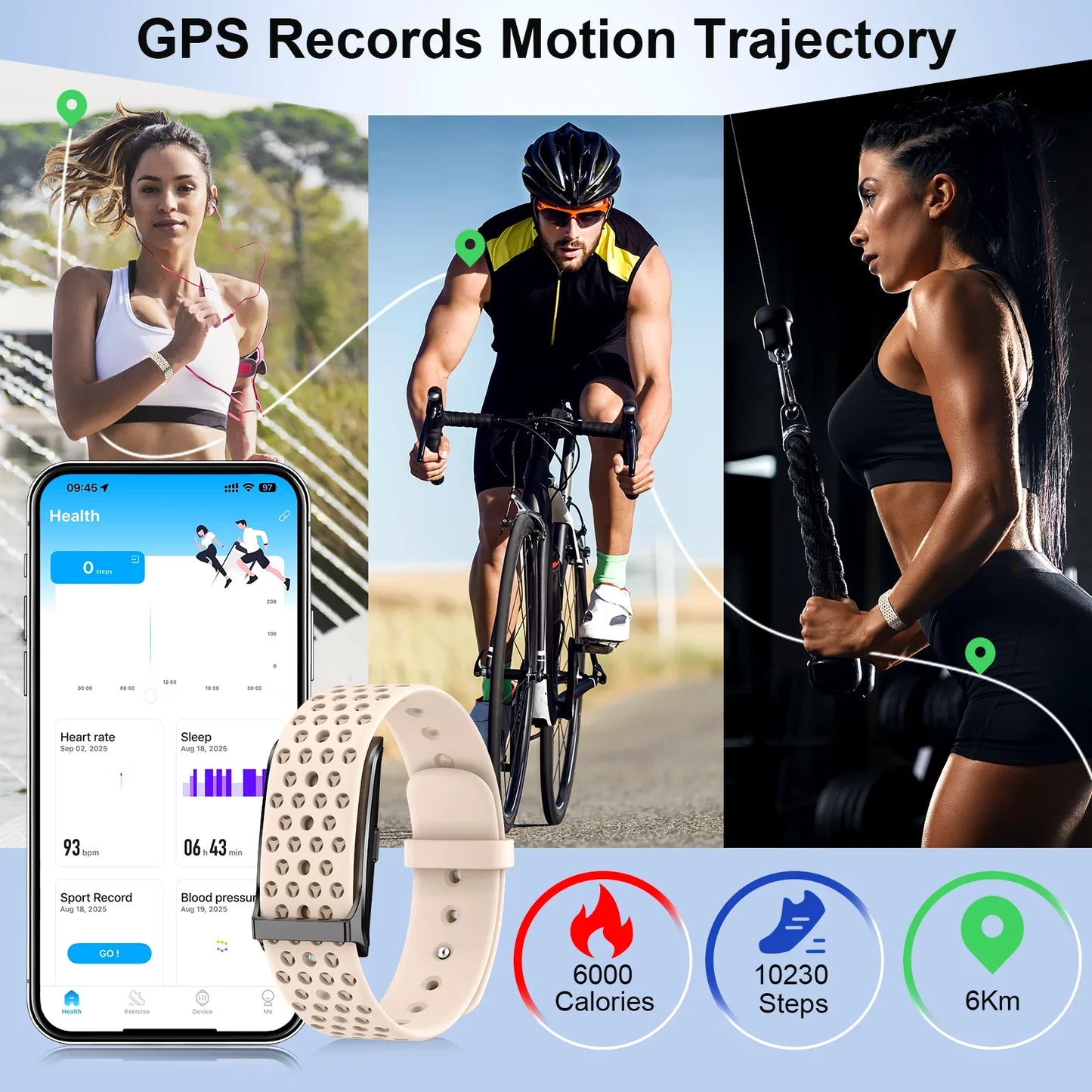 Smart Bands Heart Rate Fitness Trackers Blood Pressure Sleep Monitor 170+ Sports Waterproof Smart Wristband Free Subscription