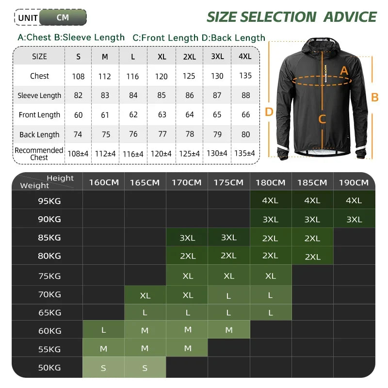 ROCKBROS Waterproof Cycling Rain Jacket