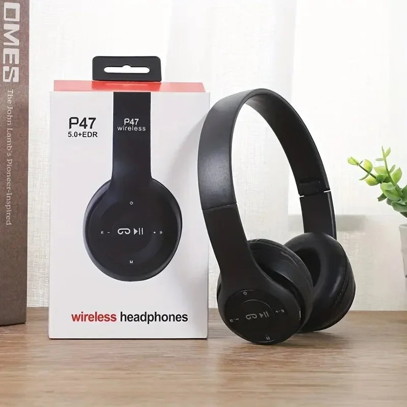 P47 Bluetooth 50 Wireless Headphone Foldable HIFI Stereo Bass Earphone Kid Helmet Gift With Mic USB Adaptor For iPhone Game