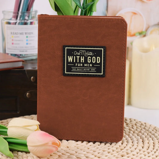 One Minute with God for Men 365 Devotions, Brown Faux Leather Flexcove Books