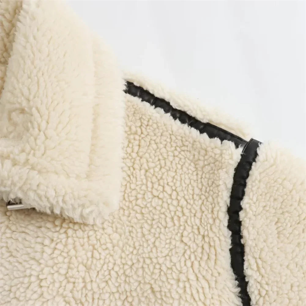 Stylish Faux Fur Motorcycle Jacket